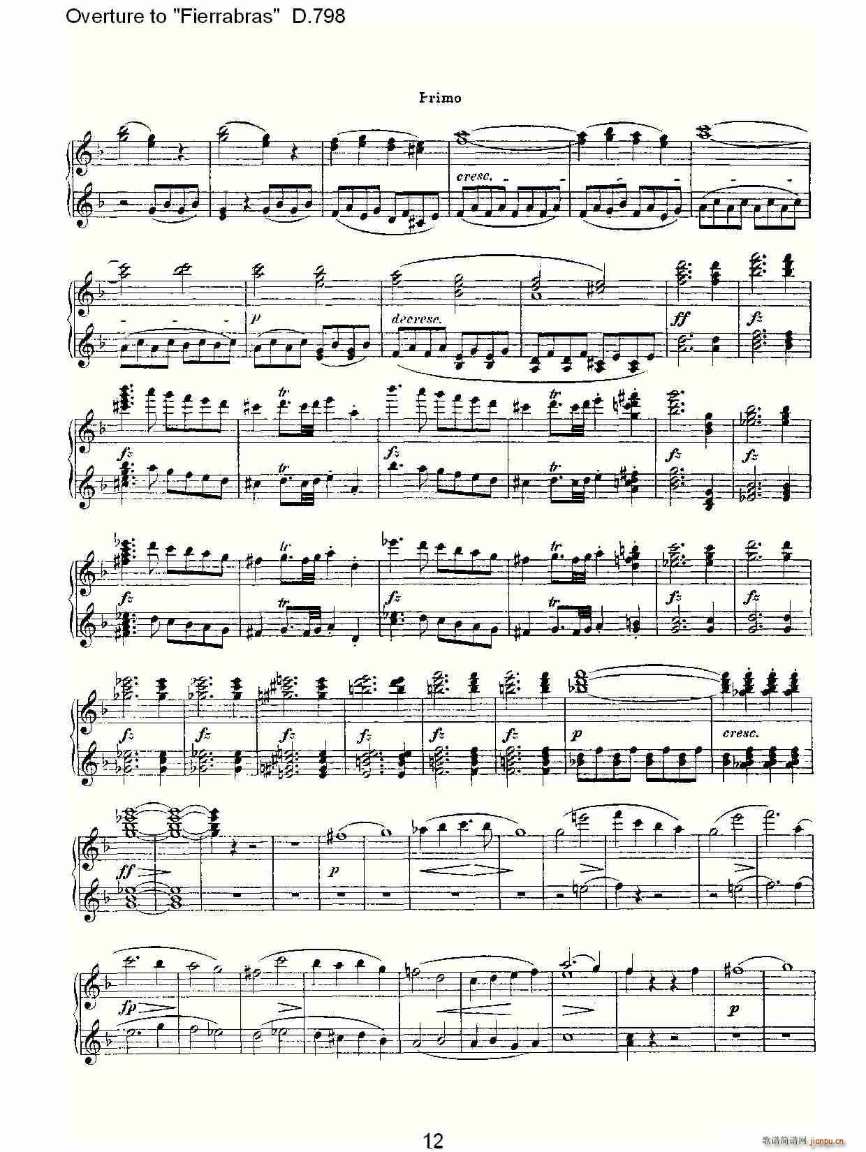 Overture to Fierrabras D 798 Fierrabras D 798(V)12