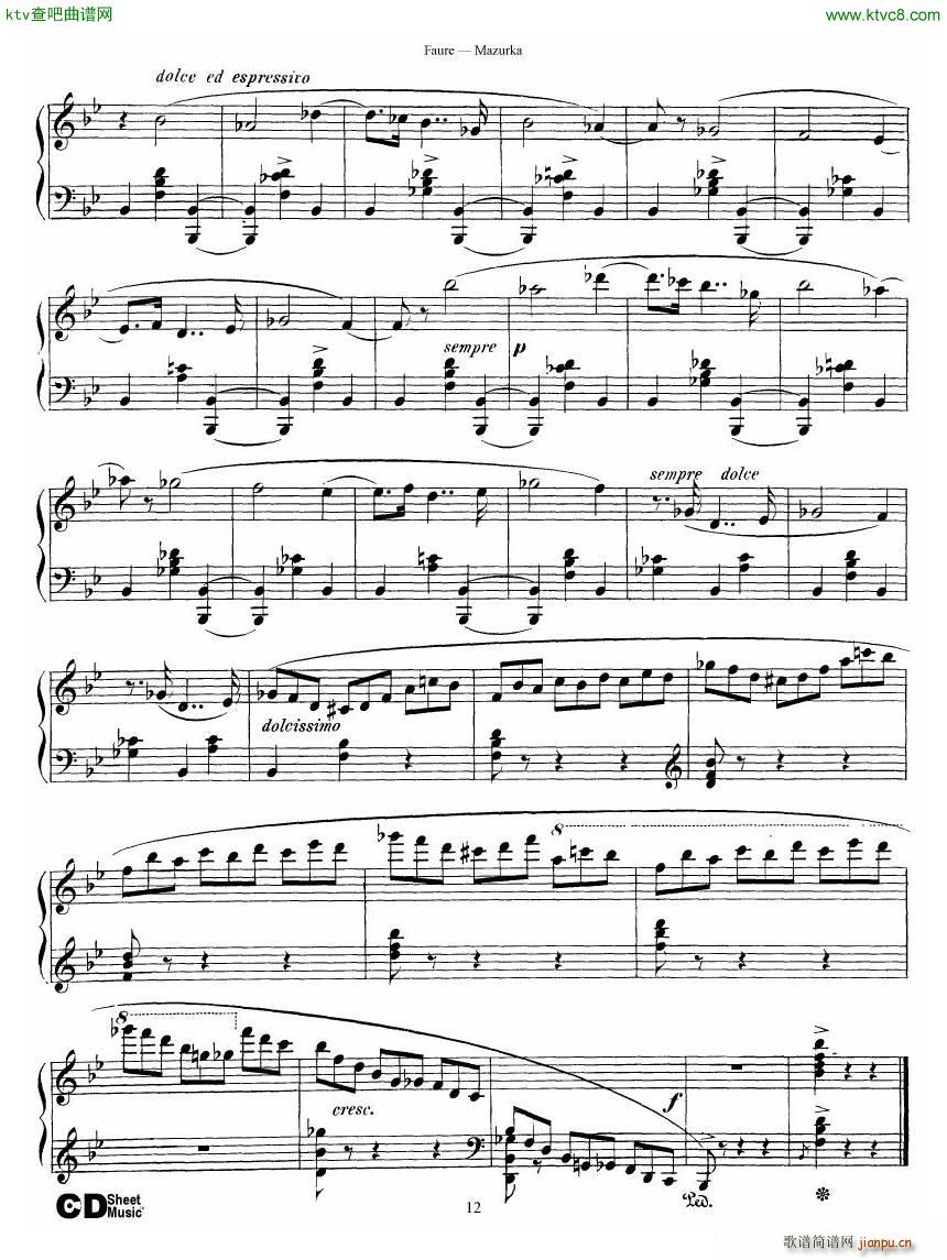 Faure Mazurka Op 32(V)12