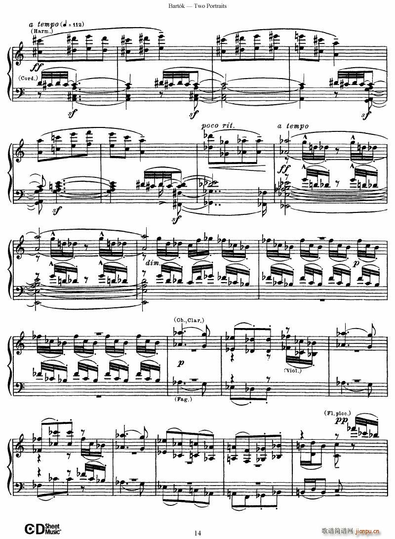 Bartok SZ 37 Two Portraits op 5(V)14