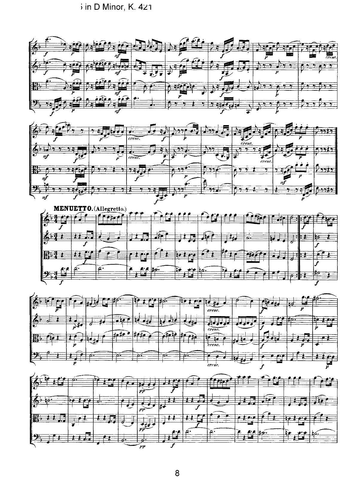 Mozart Quartet No 15 in D Minor K 421(V)8
