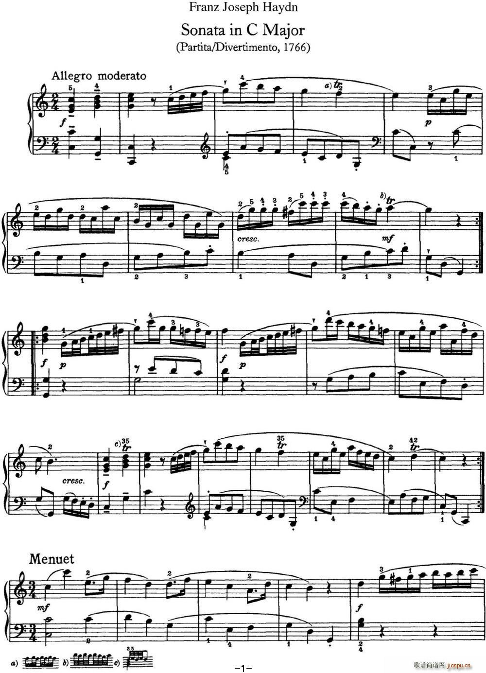 D Q Hob XVI 7 Divertimento C major(V)1