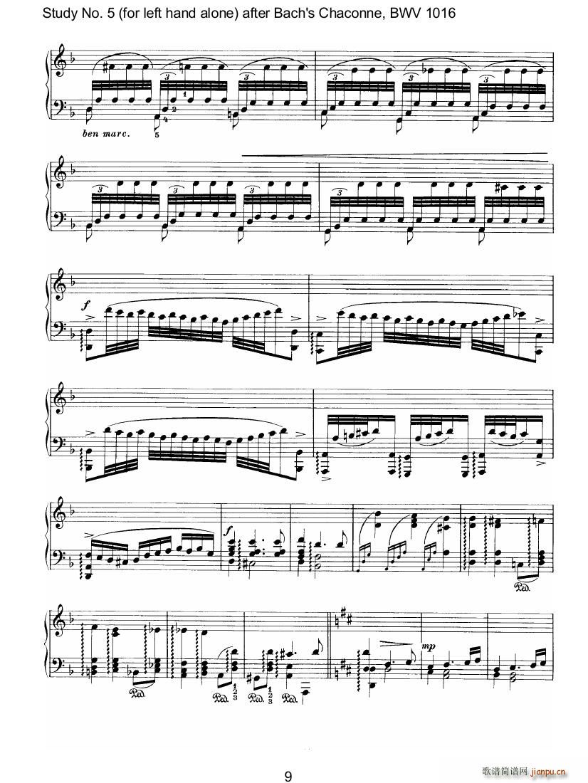 Bach Brahms BWV1016 Chaconne as Etude 5 left hand(V)17