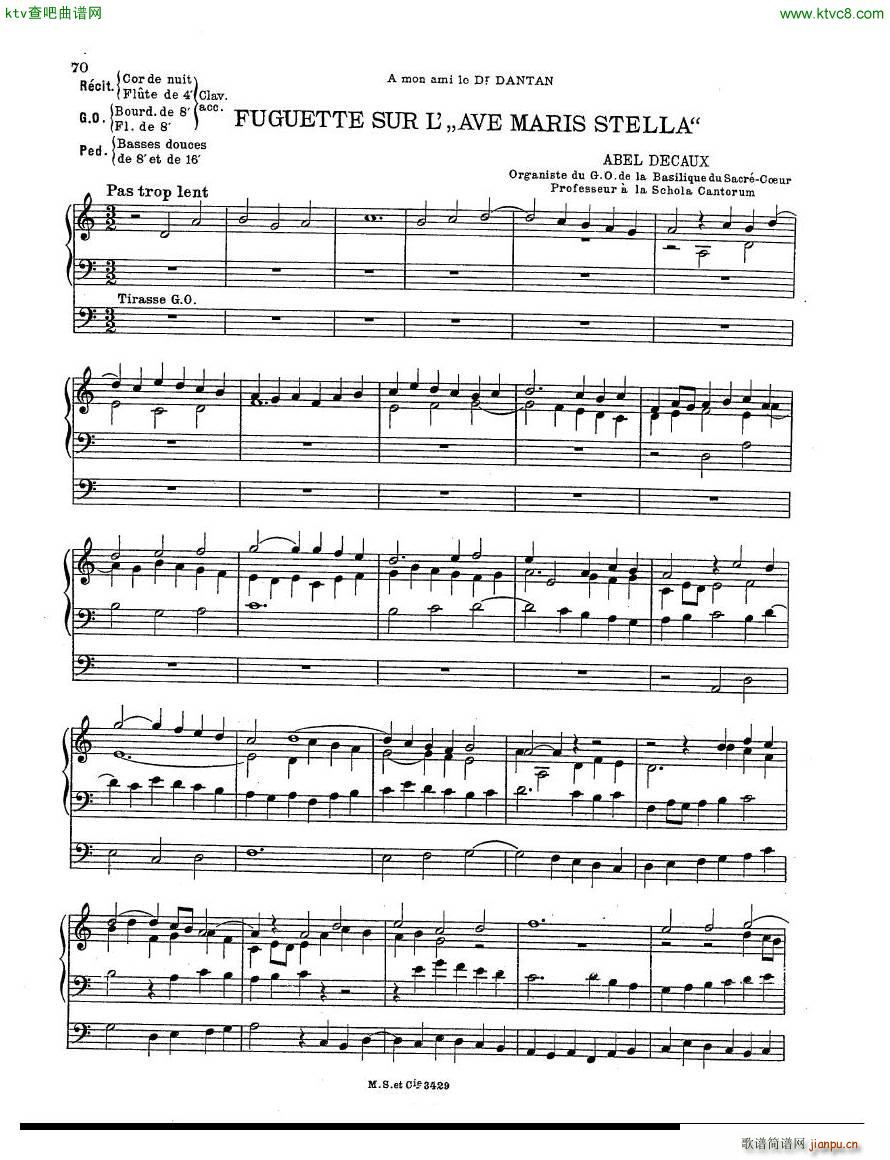 Decaux Abel Fuguette sur L Ave Maris Stella organ(V)1