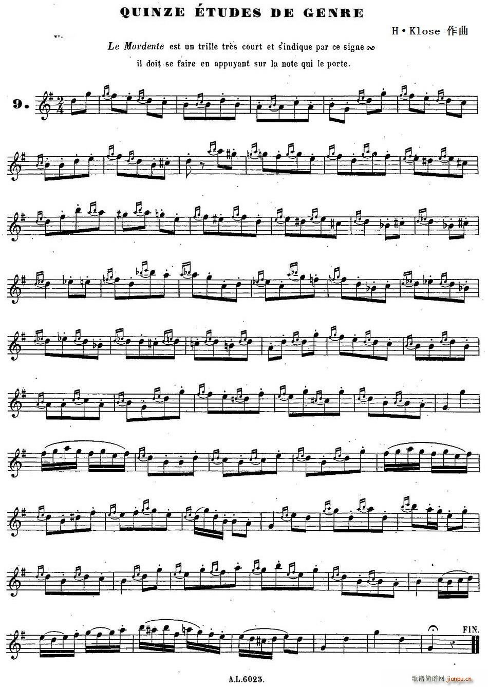 H Klose Quinze etudes de genre 9(ʮּ)1