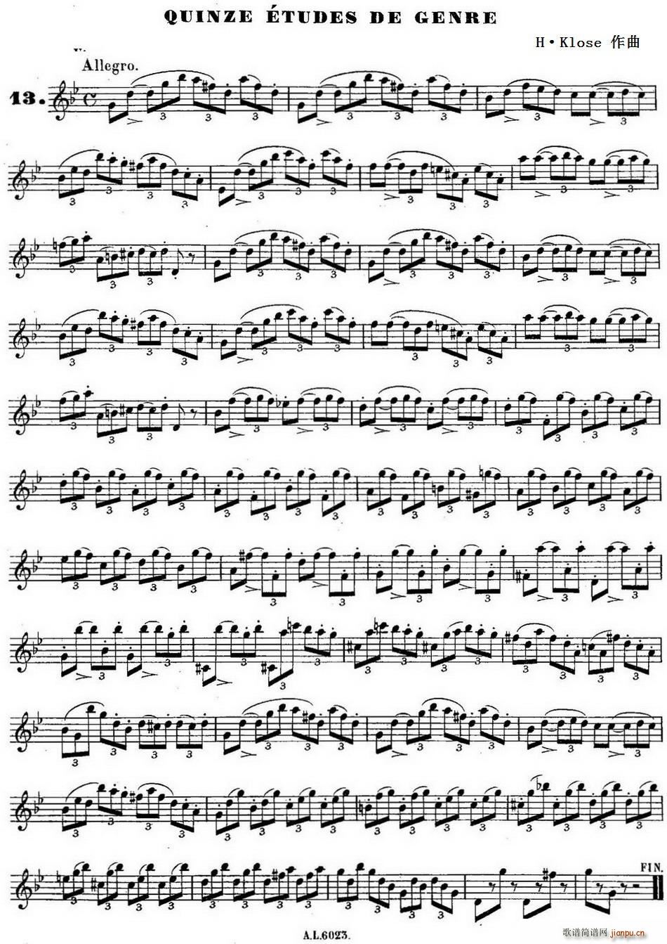 H Klose Quinze etudes de genre 13(ʮּ)1