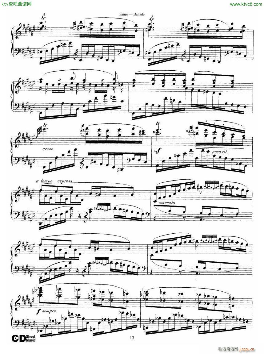 Faure Ballade Op 19(V)13