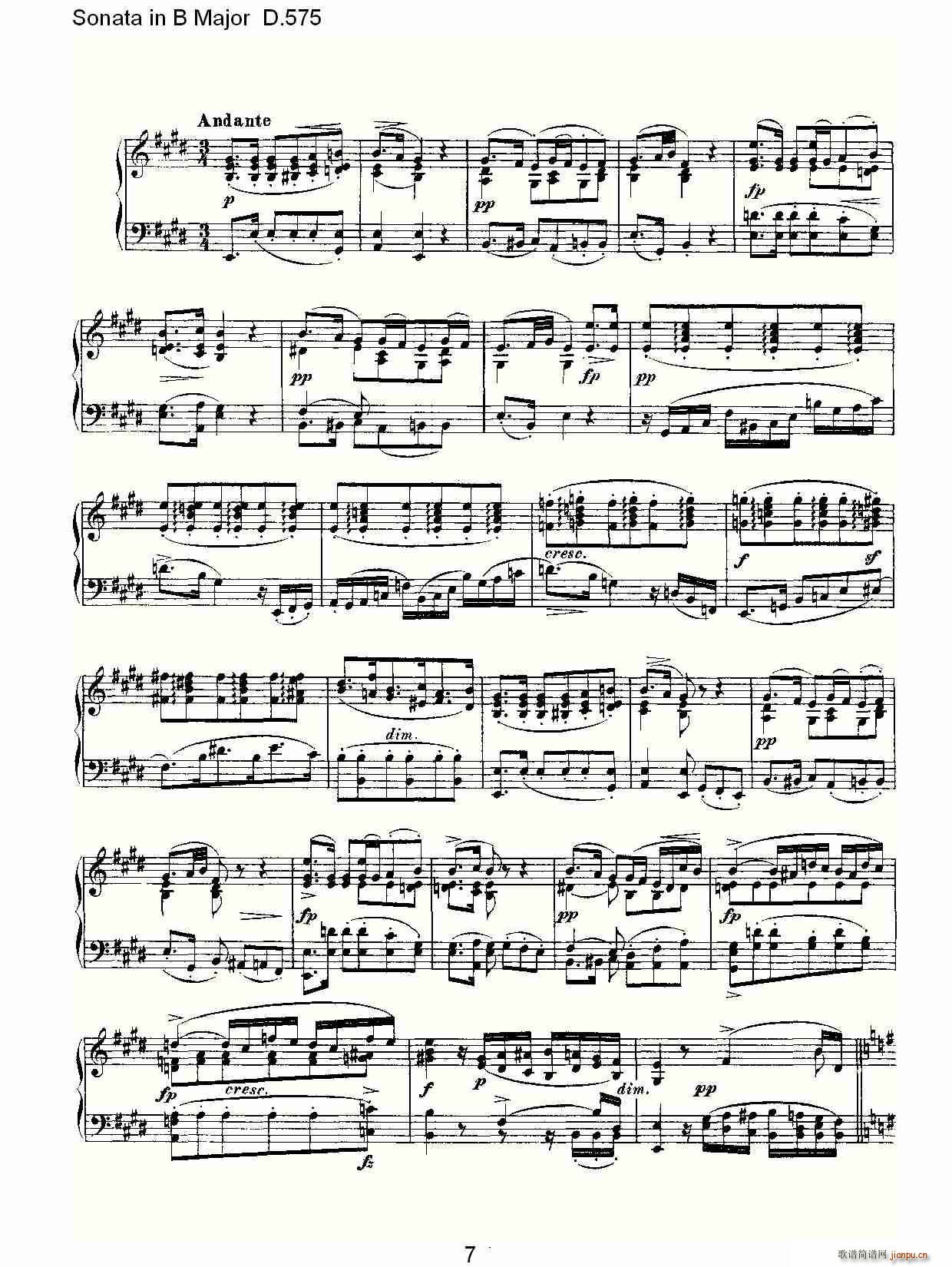 Sonata in B Major D.575(ʮּ)7