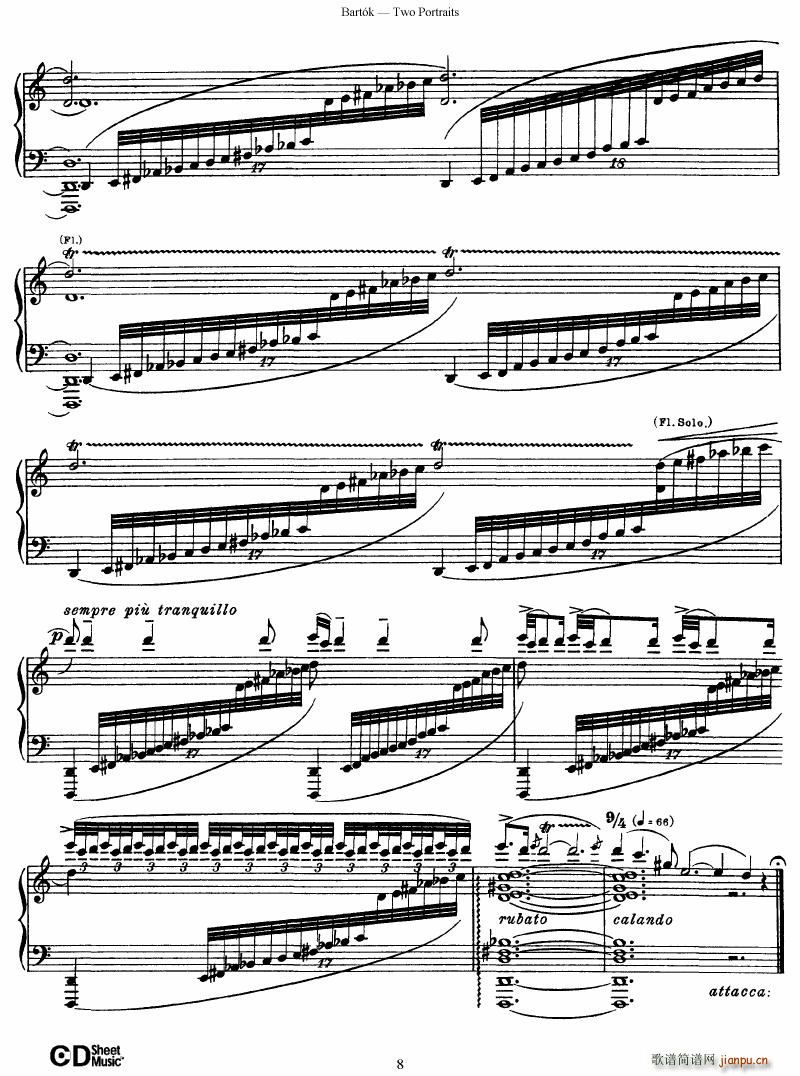 Bartok SZ 37 Two Portraits op 5(V)8