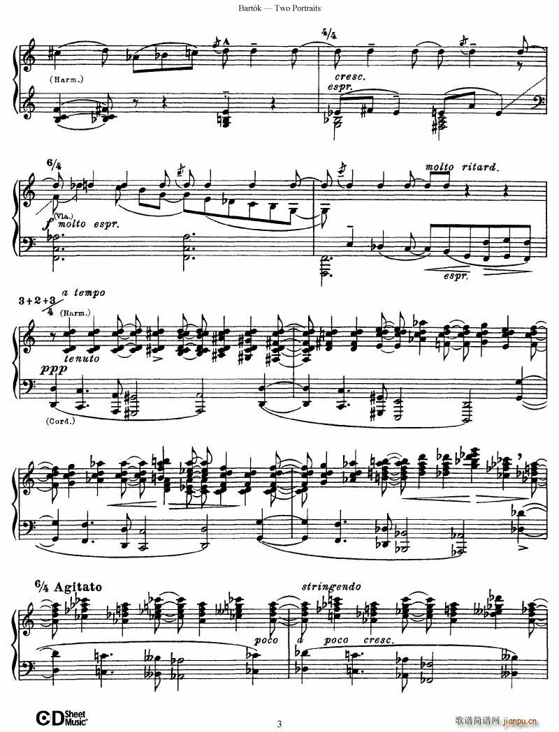Bartok SZ 37 Two Portraits op 5(V)3