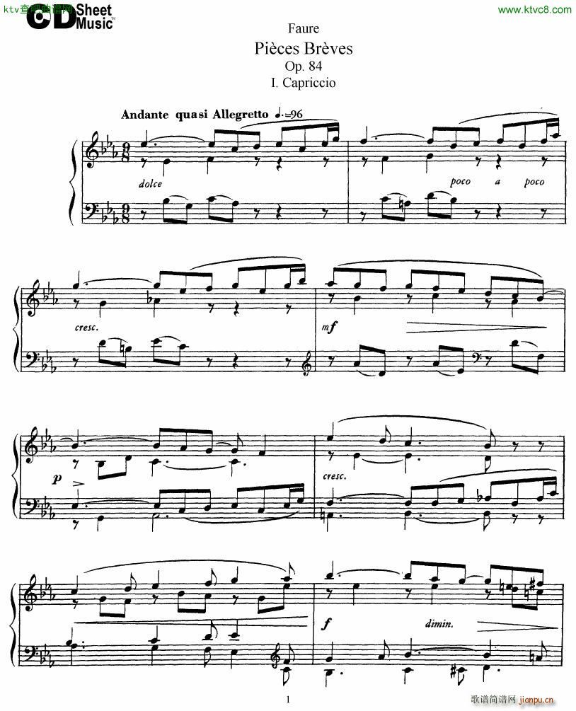 Faure 8 Pieces Breves Op 84(V)1