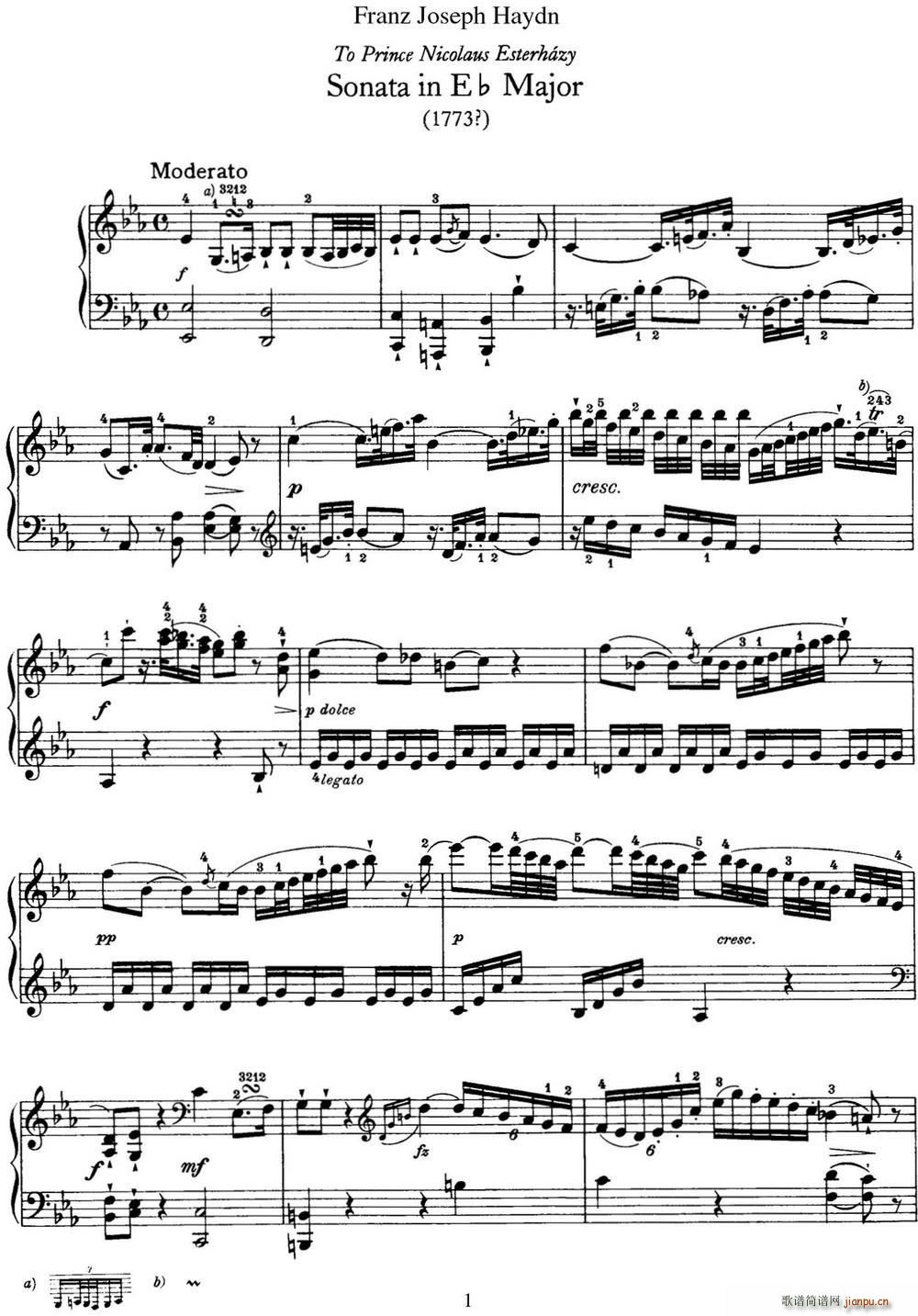 D Q Hob XVI 25 in E flat major(V)1