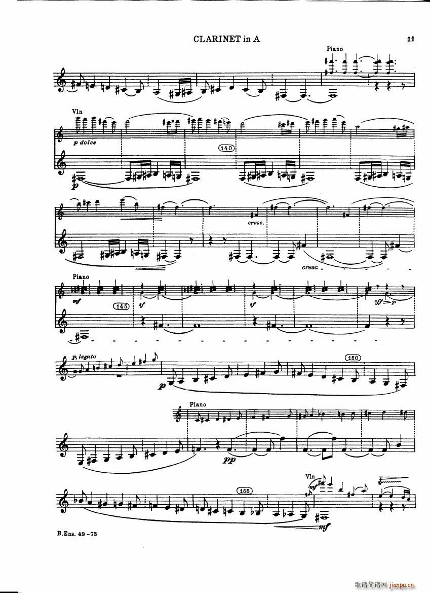 Bartok SZ 111 Contrasts clarinets A and Bb(V)11