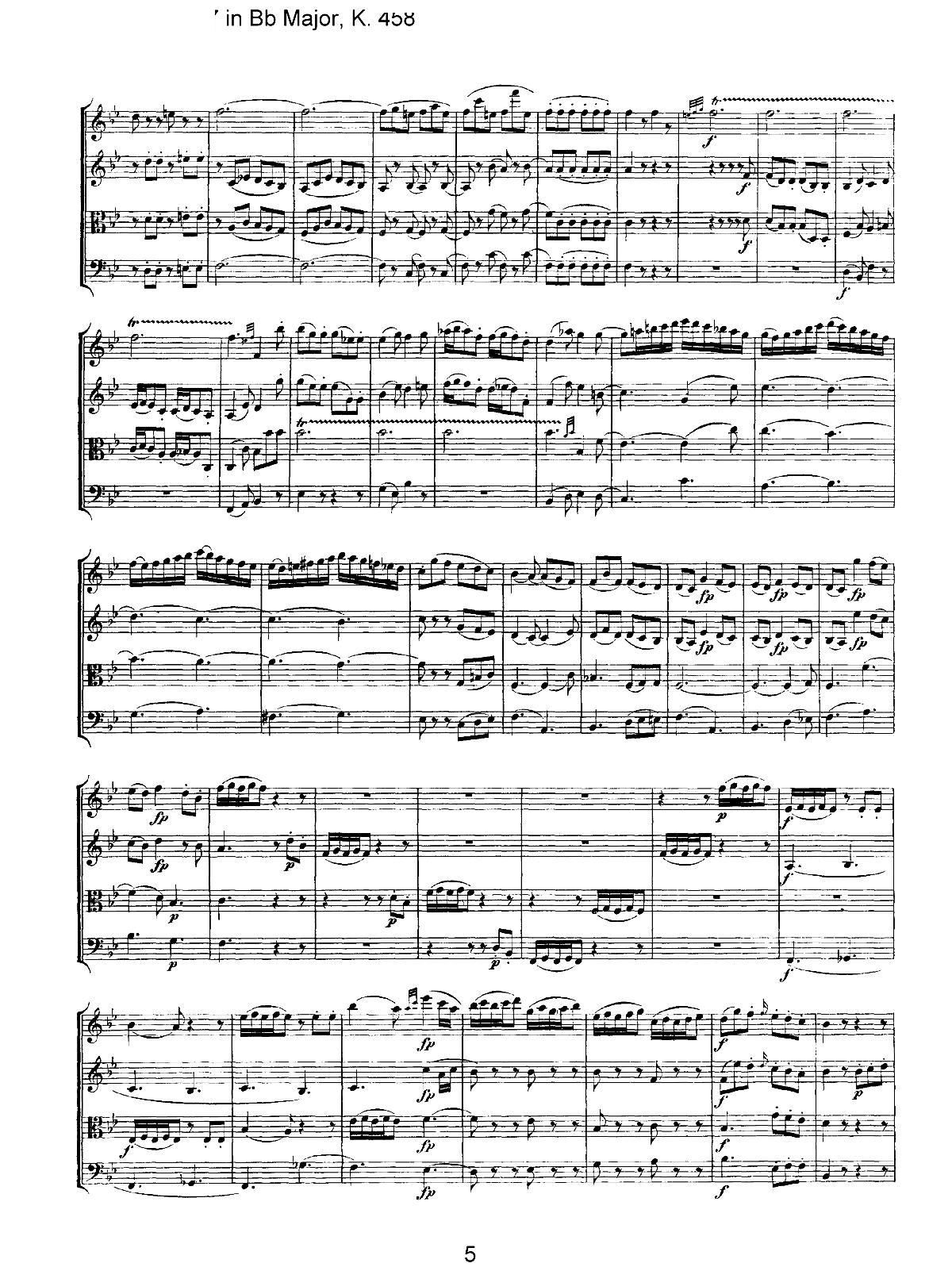Mozart Quartet No 17 in Bb Major K 458(V)5