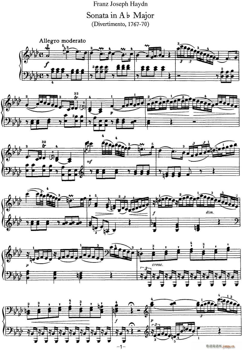 D Q Hob XVI 46 Divertimento Ab major(V)1