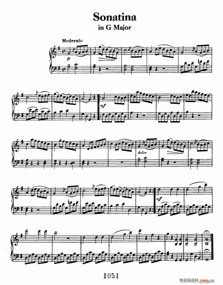 Beethoven Anh 5 Sonatina in G(V)1