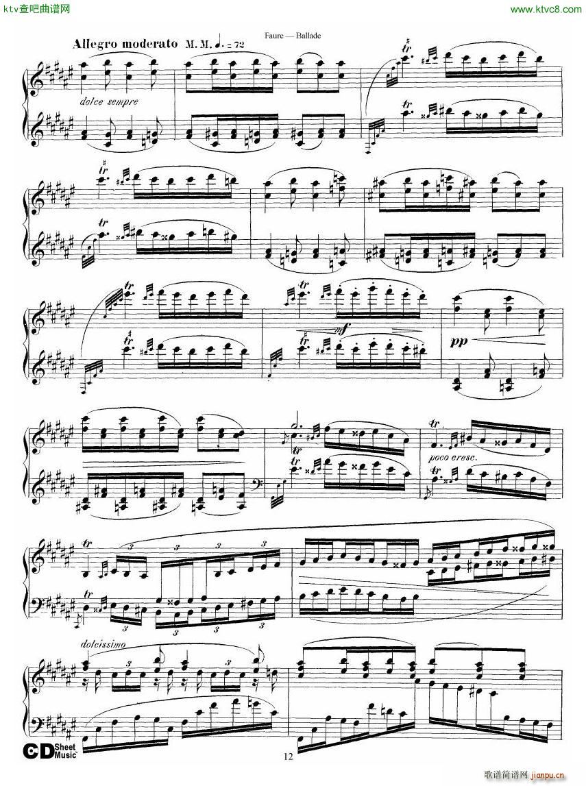 Faure Ballade Op 19(V)12