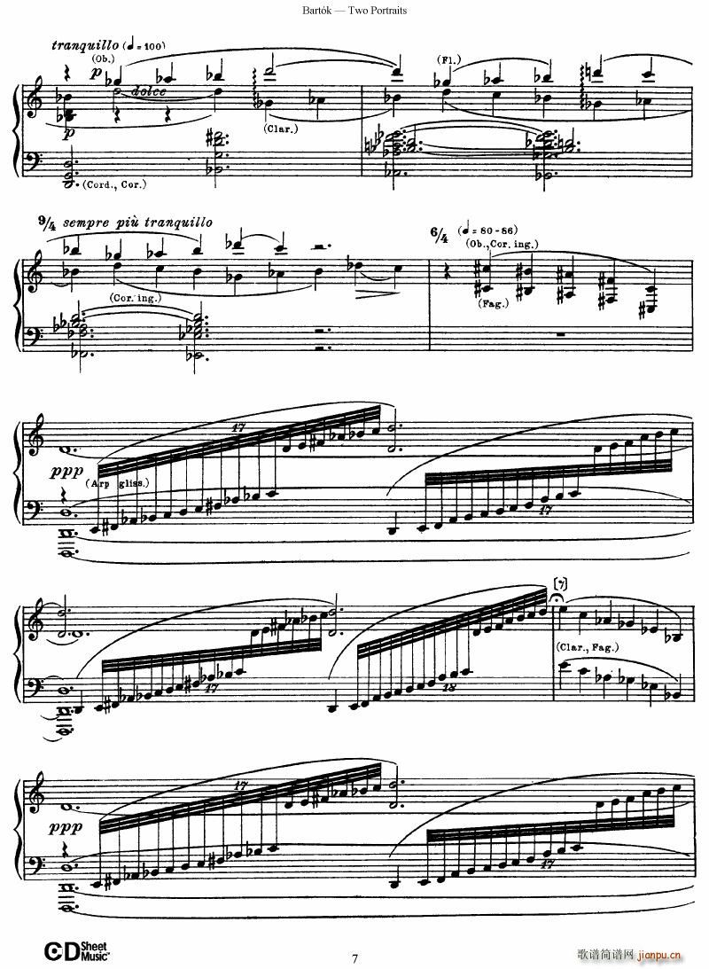 Bartok SZ 37 Two Portraits op 5(V)7
