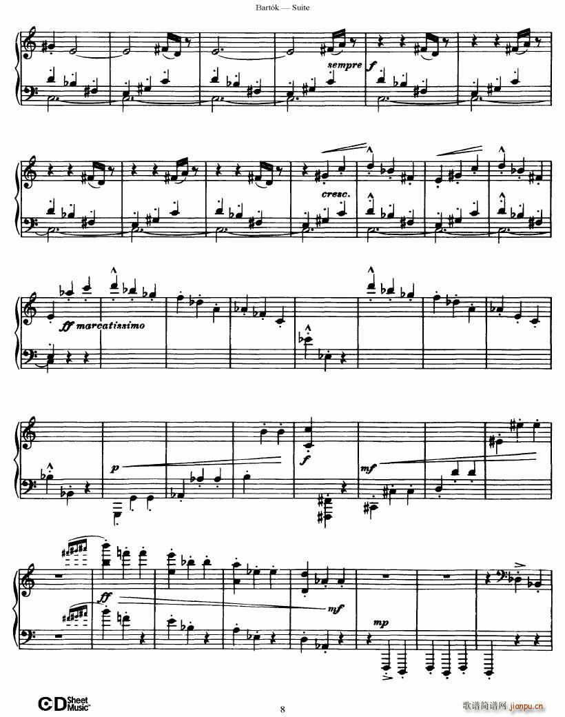 Bartok SZ 62 Suite for Piano op 14(V)8