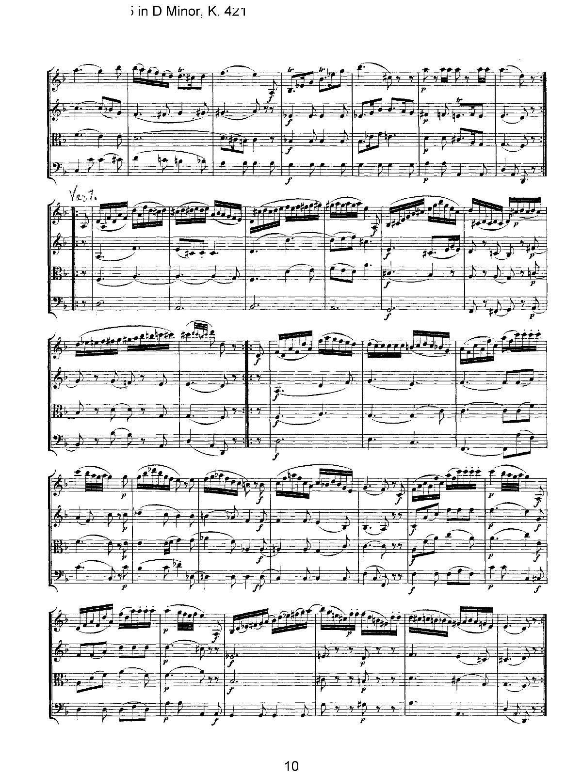 Mozart Quartet No 15 in D Minor K 421(V)10