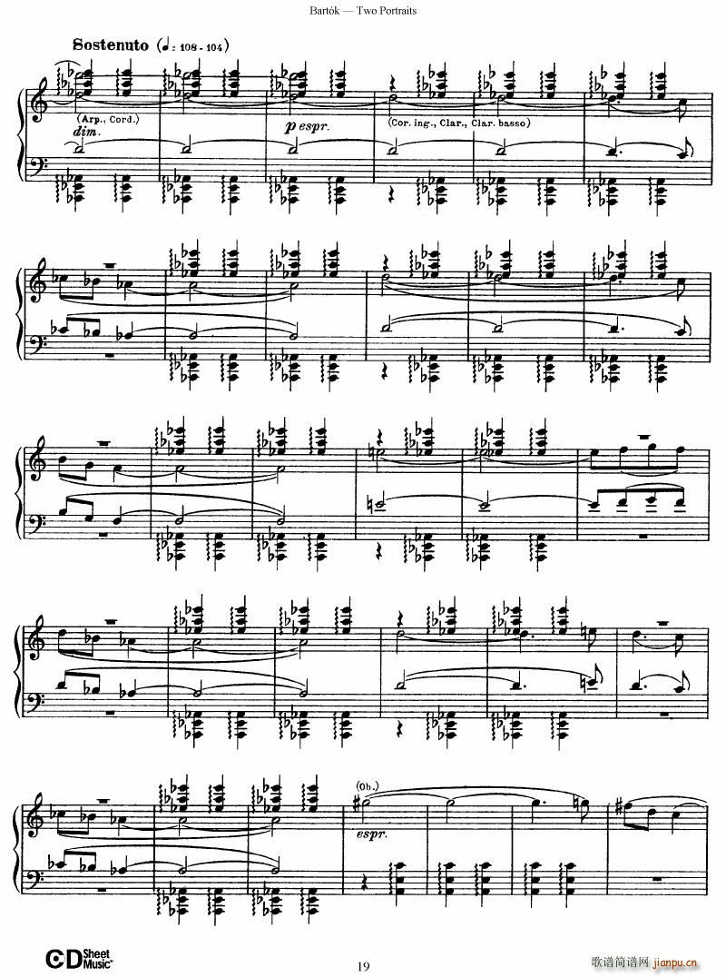 Bartok SZ 37 Two Portraits op 5(V)19