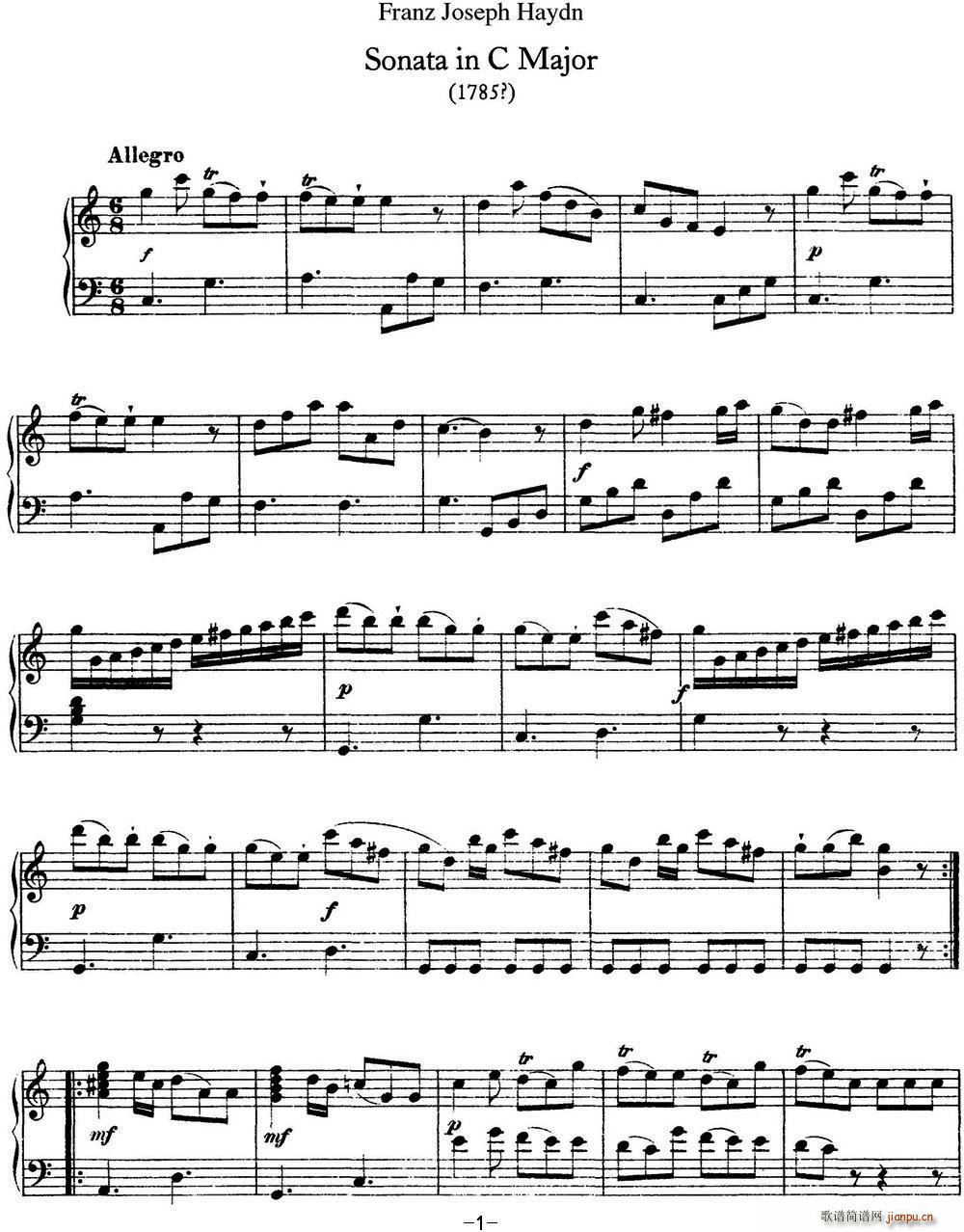 D Q Hob XVI 15 in C major(V)1