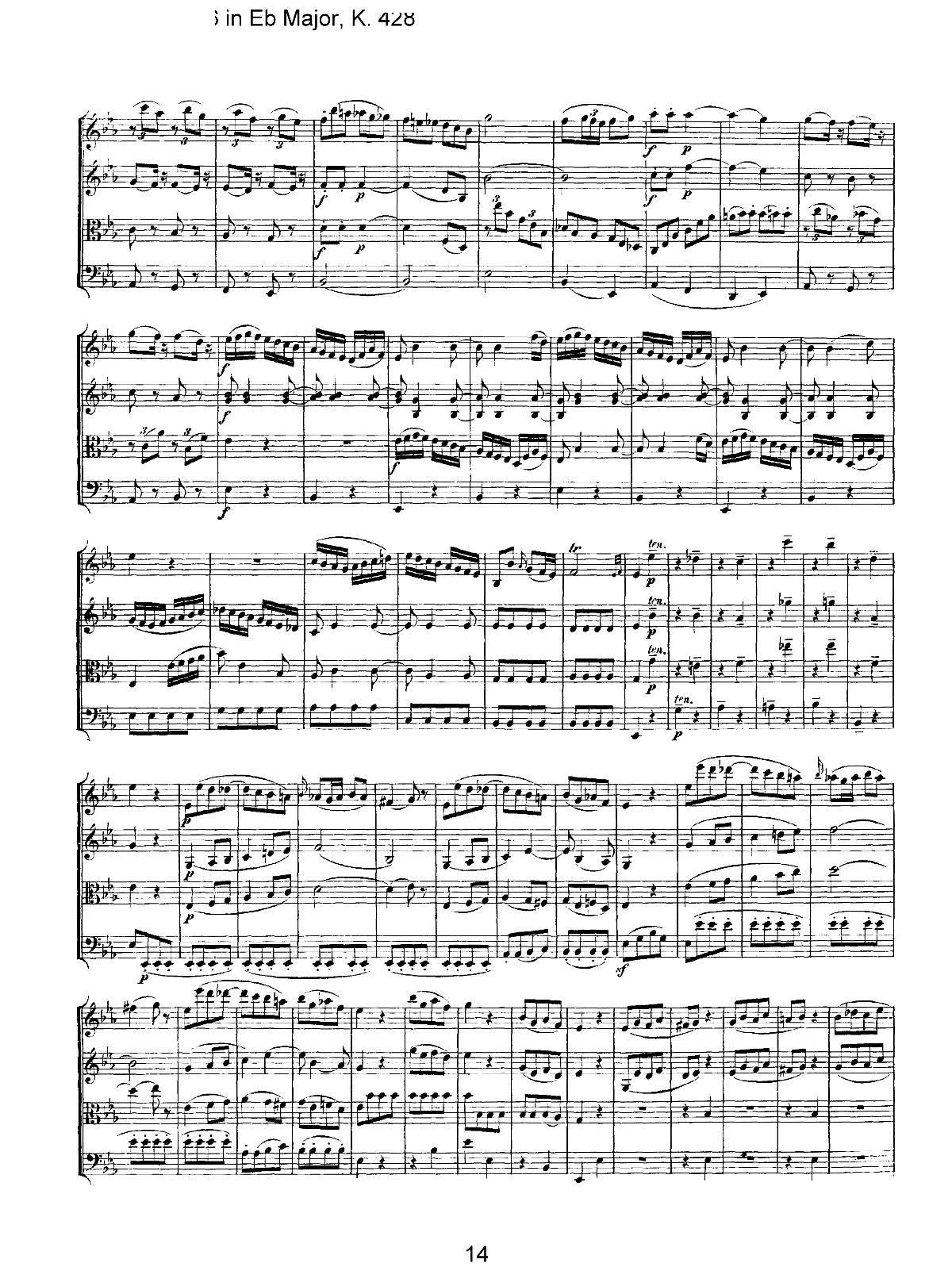 Mozart Quartet No 16 in Eb Major K 428(V)14