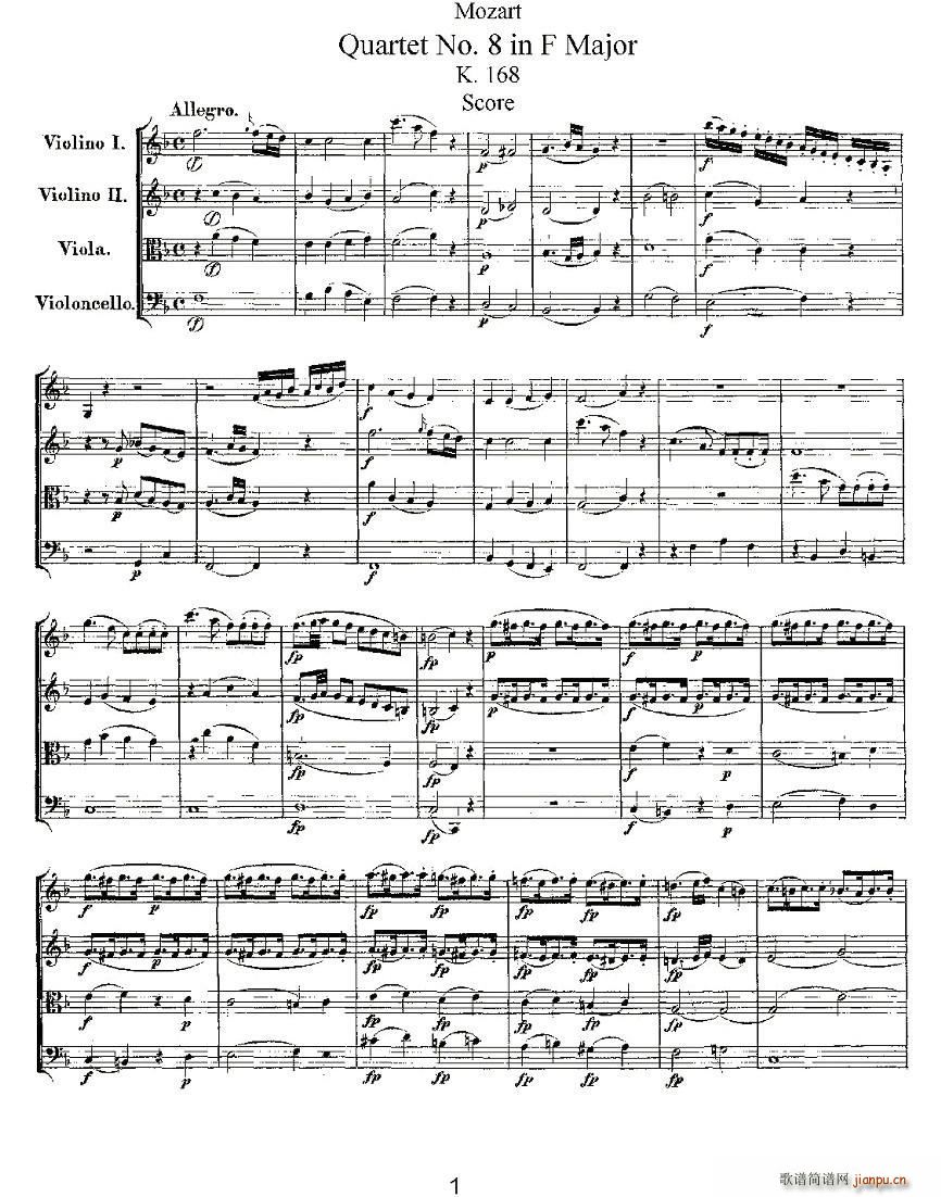 Quartet No 8 in F Major K 168 F{ڰҘ(l )(V)1
