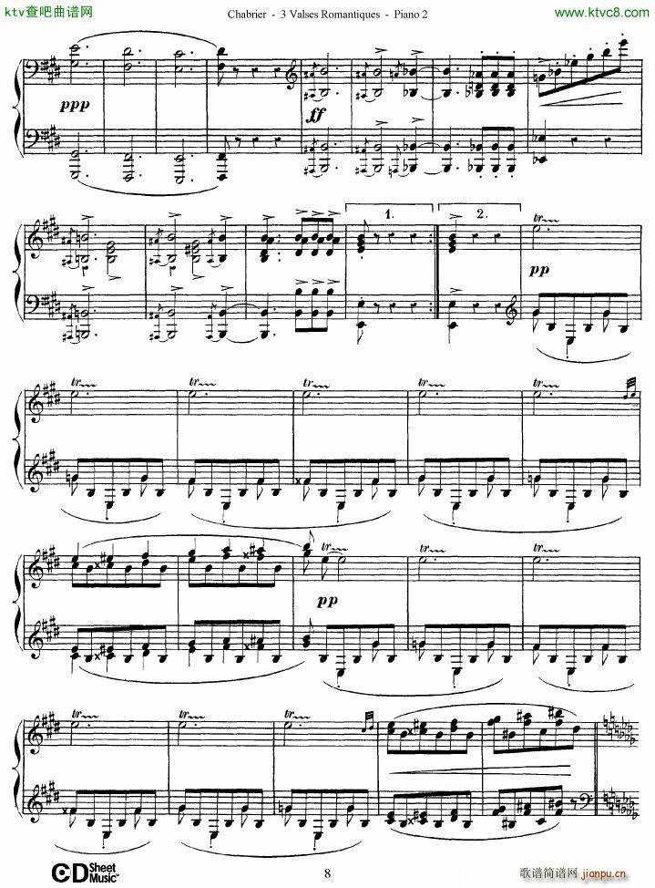 Chabrier 3 Valses Romantiques Piano 2(V)8
