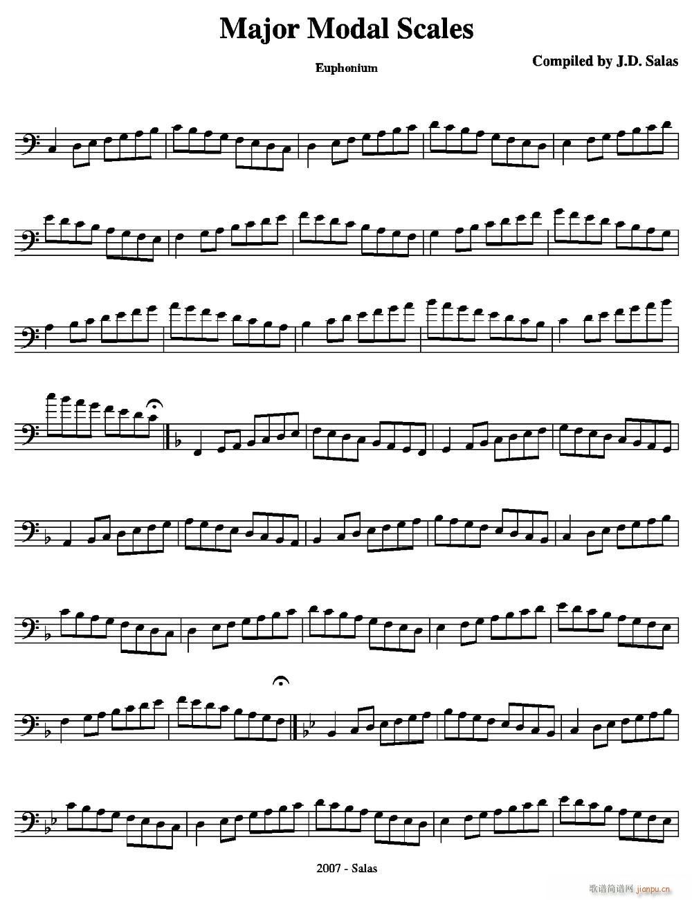 Major Modal Scales Euphonium �ϵ���̖�����̲��x��(ʮ�ּ�����)1