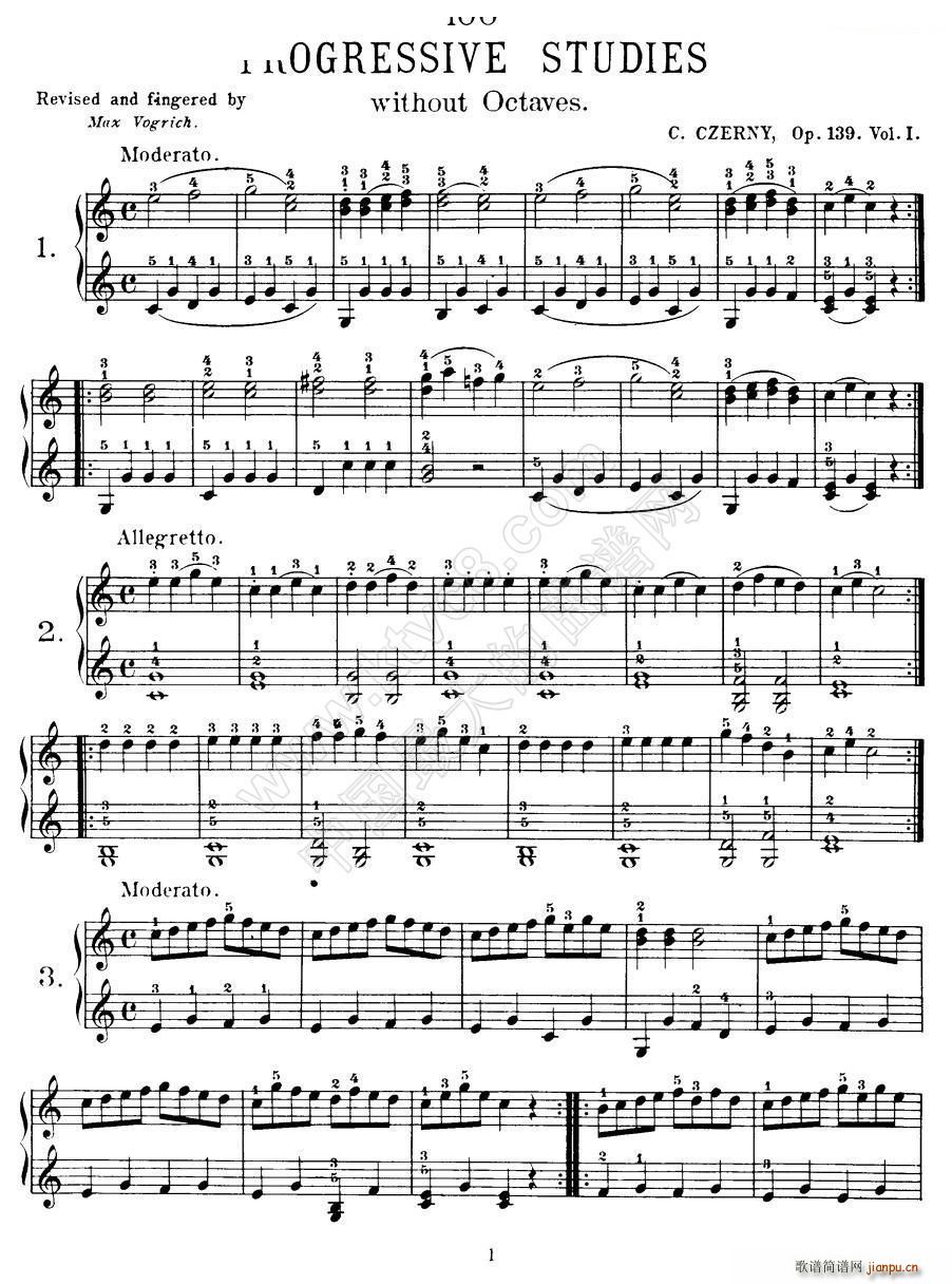Czerny 100 Progressive Studies Op 139 1 21(V)1