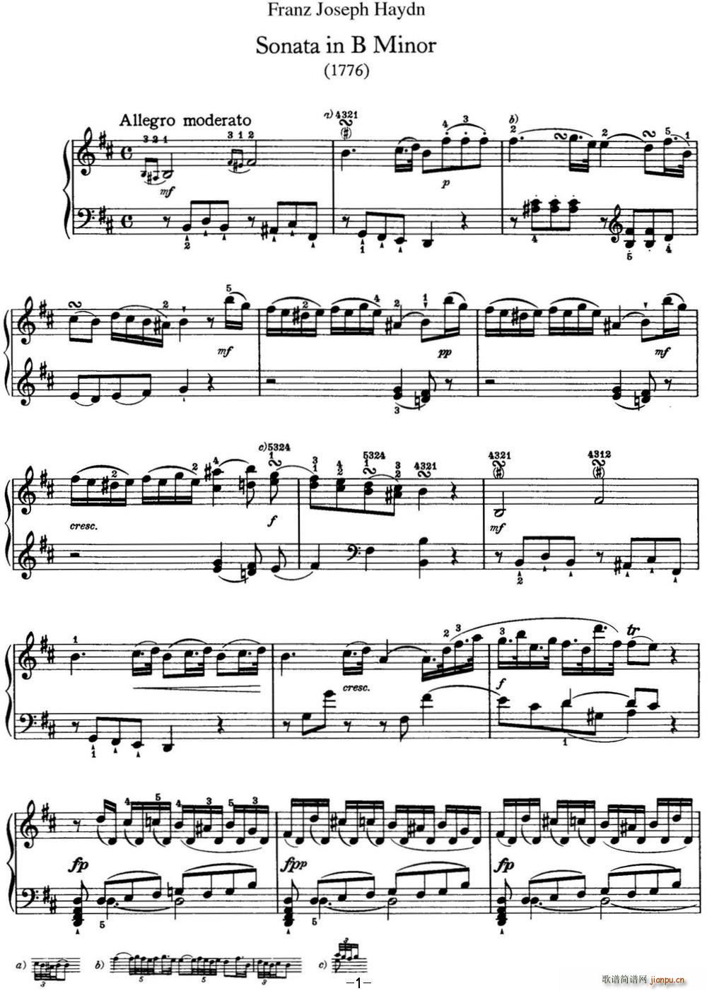 D Q Hob XVI 32 in B minor(V)1