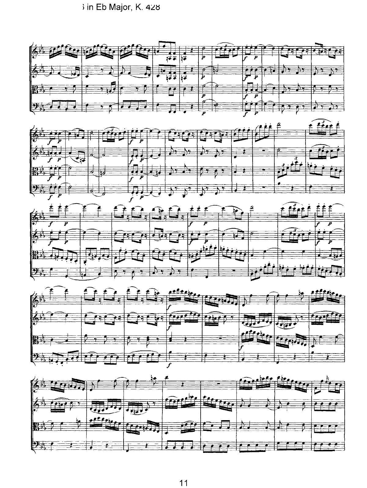 Mozart Quartet No 16 in Eb Major K 428(V)11