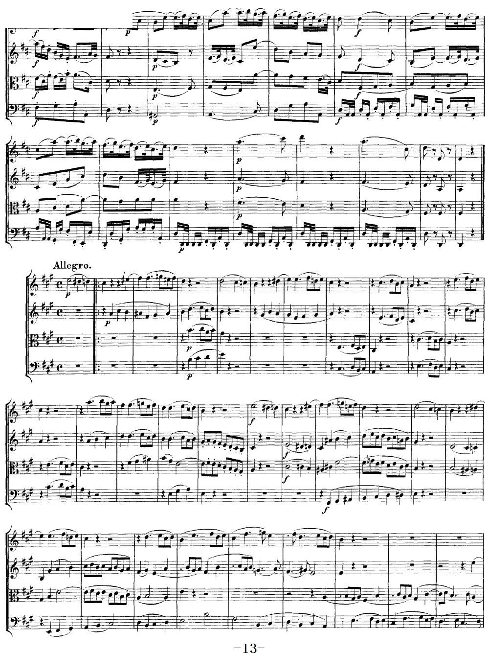 Mozart Quartet No 18 in A Major K 464(V)13