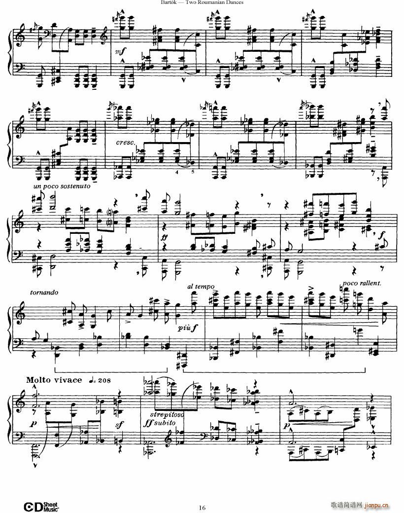 Bartok SZ 43 Two romanian dances op8a(V)16