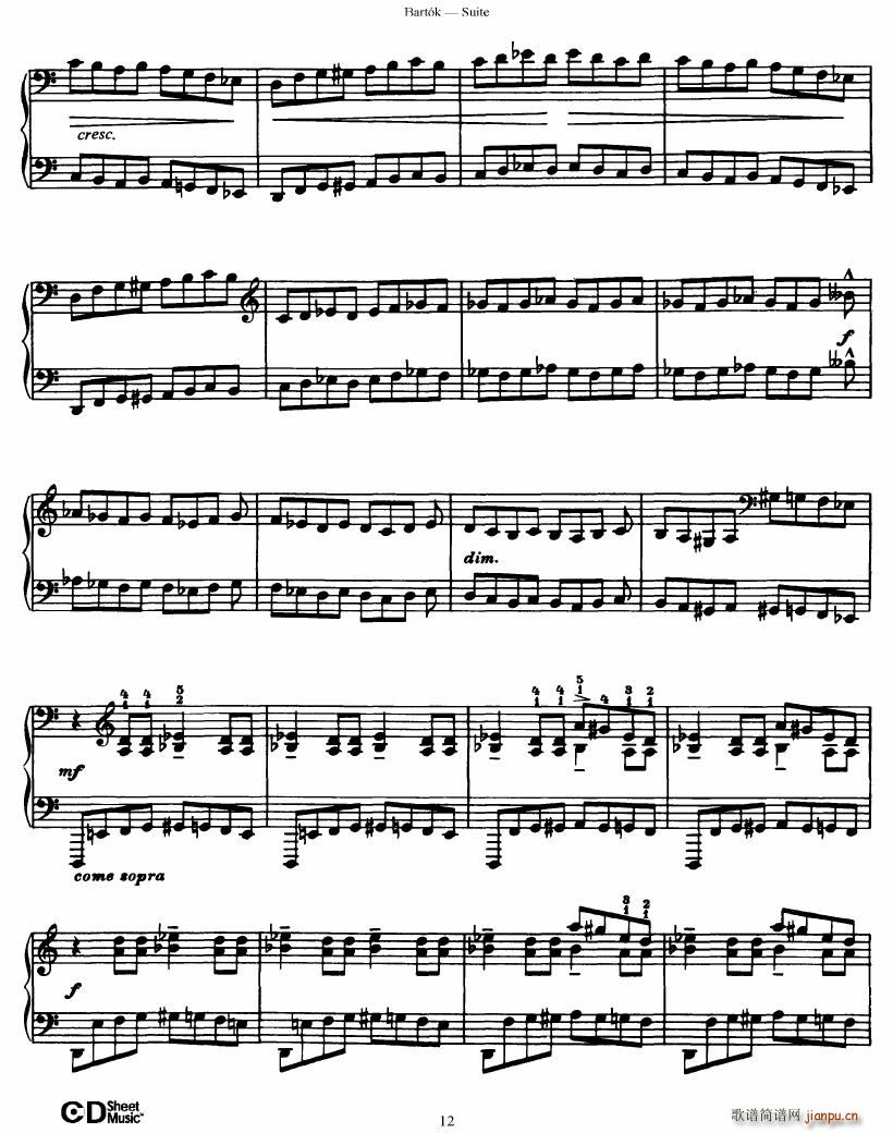 Bartok SZ 62 Suite for Piano op 14(V)12