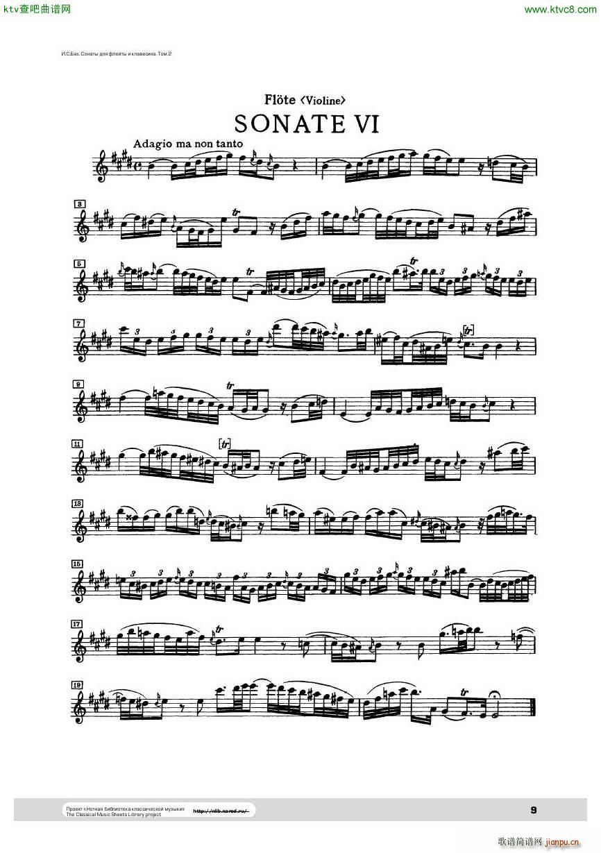 Sheet Music Bach Sonate 6 flute(V)1