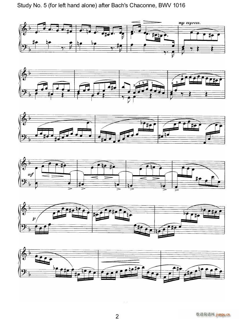 Bach Brahms BWV1016 Chaconne as Etude 5 left hand(V)3
