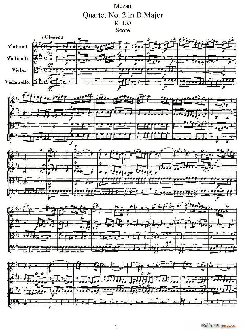 Quartet No 2 in D Major K 155 D{ڶҘ(l )(V)1