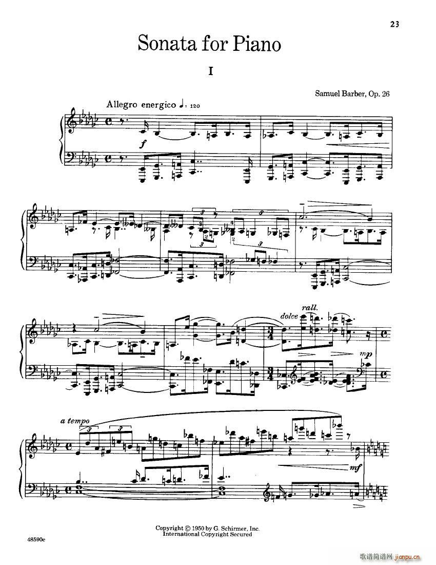 Barber op 26 Piano Sonata(V)1