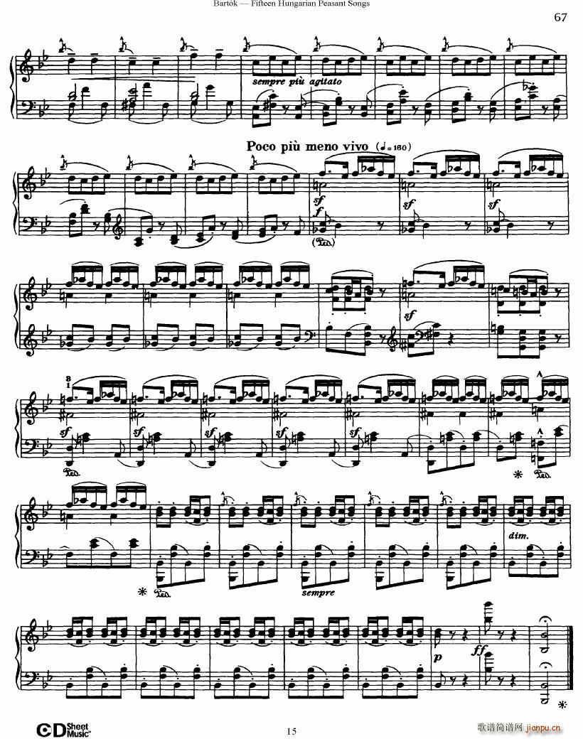 Bartok SZ 71 Fifteen Hungarian Peasant Songs Piano(V)15