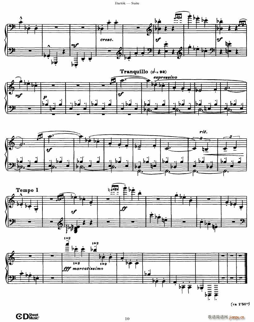 Bartok SZ 62 Suite for Piano op 14(V)10