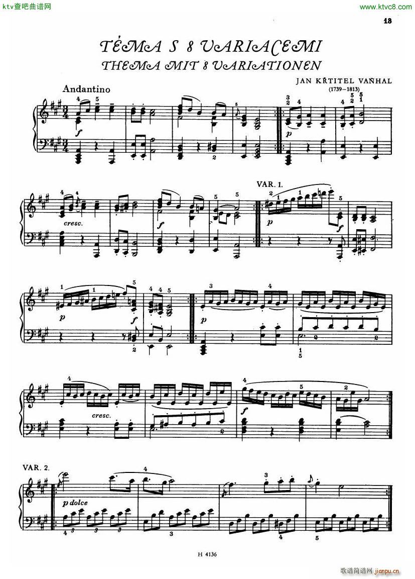 Czech piano variations from 18th century(V)11