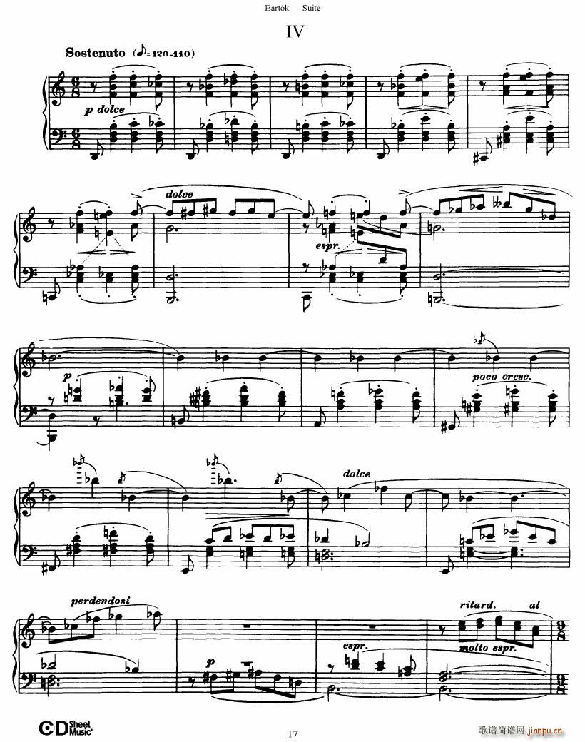 Bartok SZ 62 Suite for Piano op 14(V)17