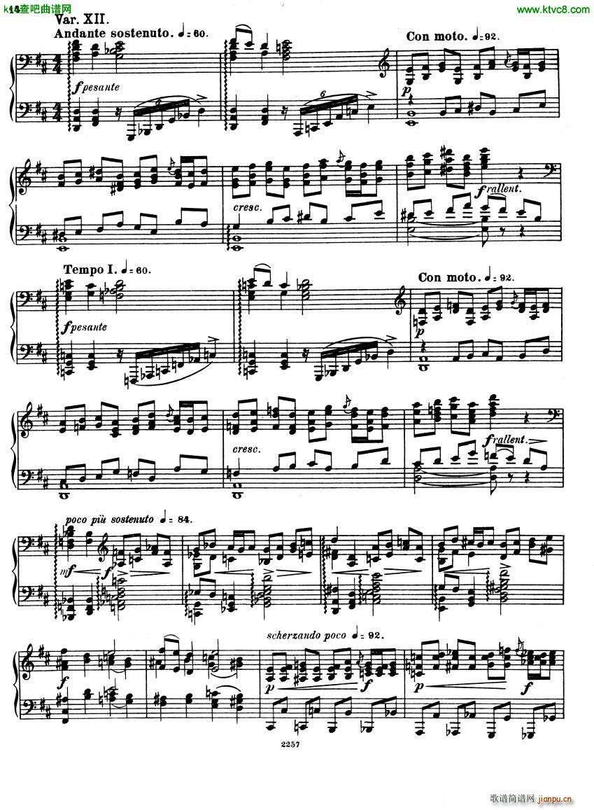 Glazunov Theme et Variations Op 72(V)14