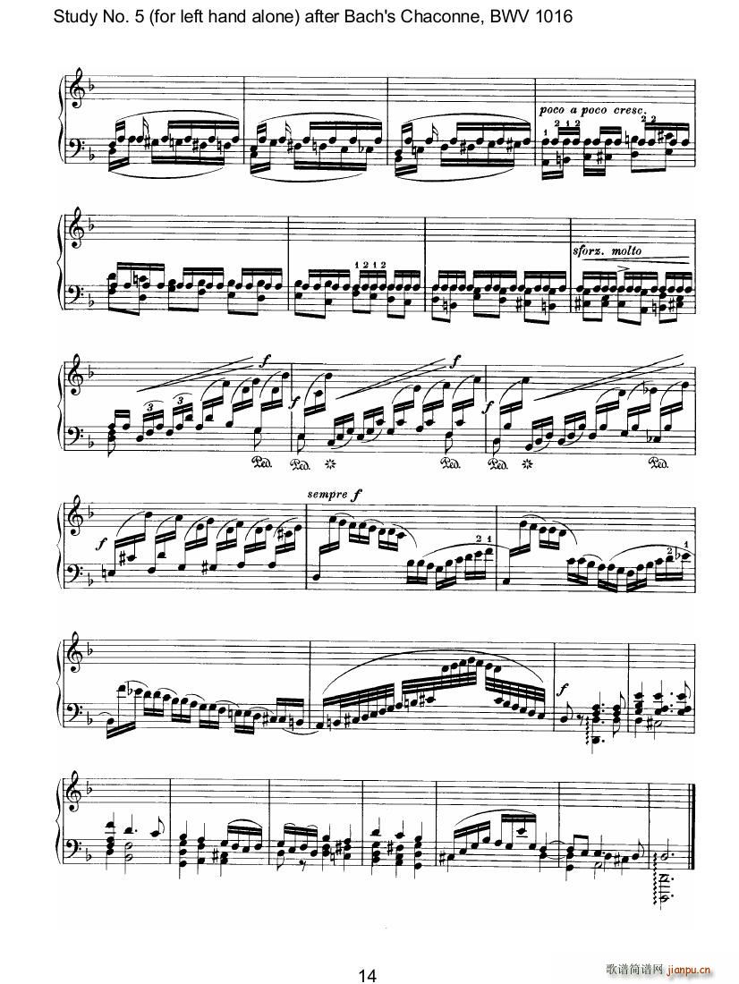 Bach Brahms BWV1016 Chaconne as Etude 5 left hand(V)27