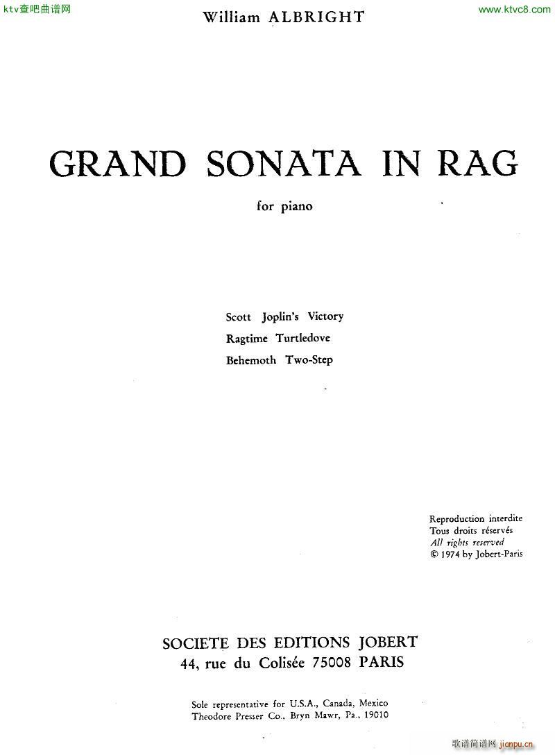 Albright Grand Sonata in Rag(V)1