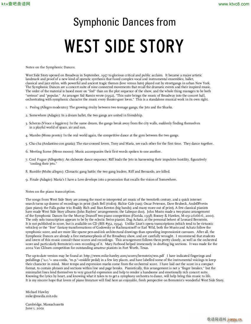 Bernstein Hawley Symphonic Dances from WSS(V)1