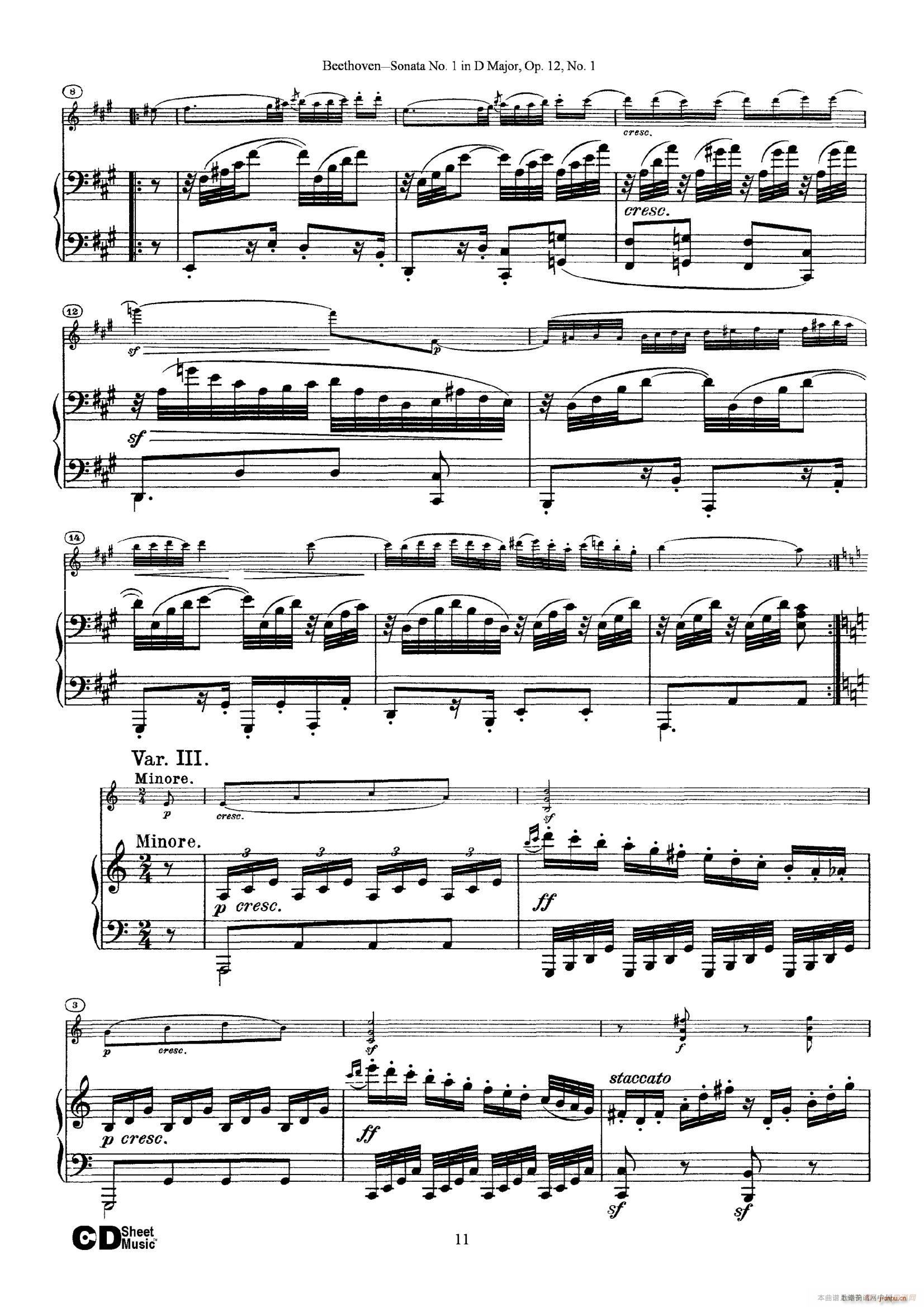 D{һСQ Sonata No 1 in D Major Op 12 No 1 ٰ(V)11