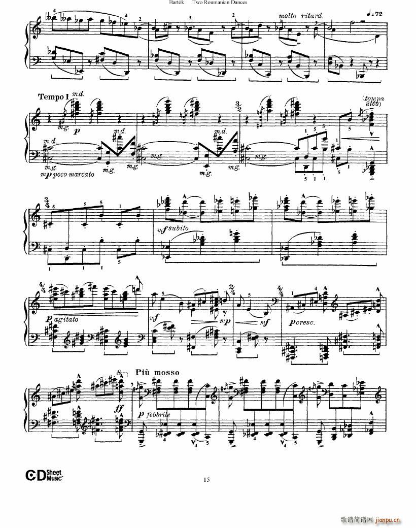 Bartok SZ 43 Two romanian dances op8a(V)14