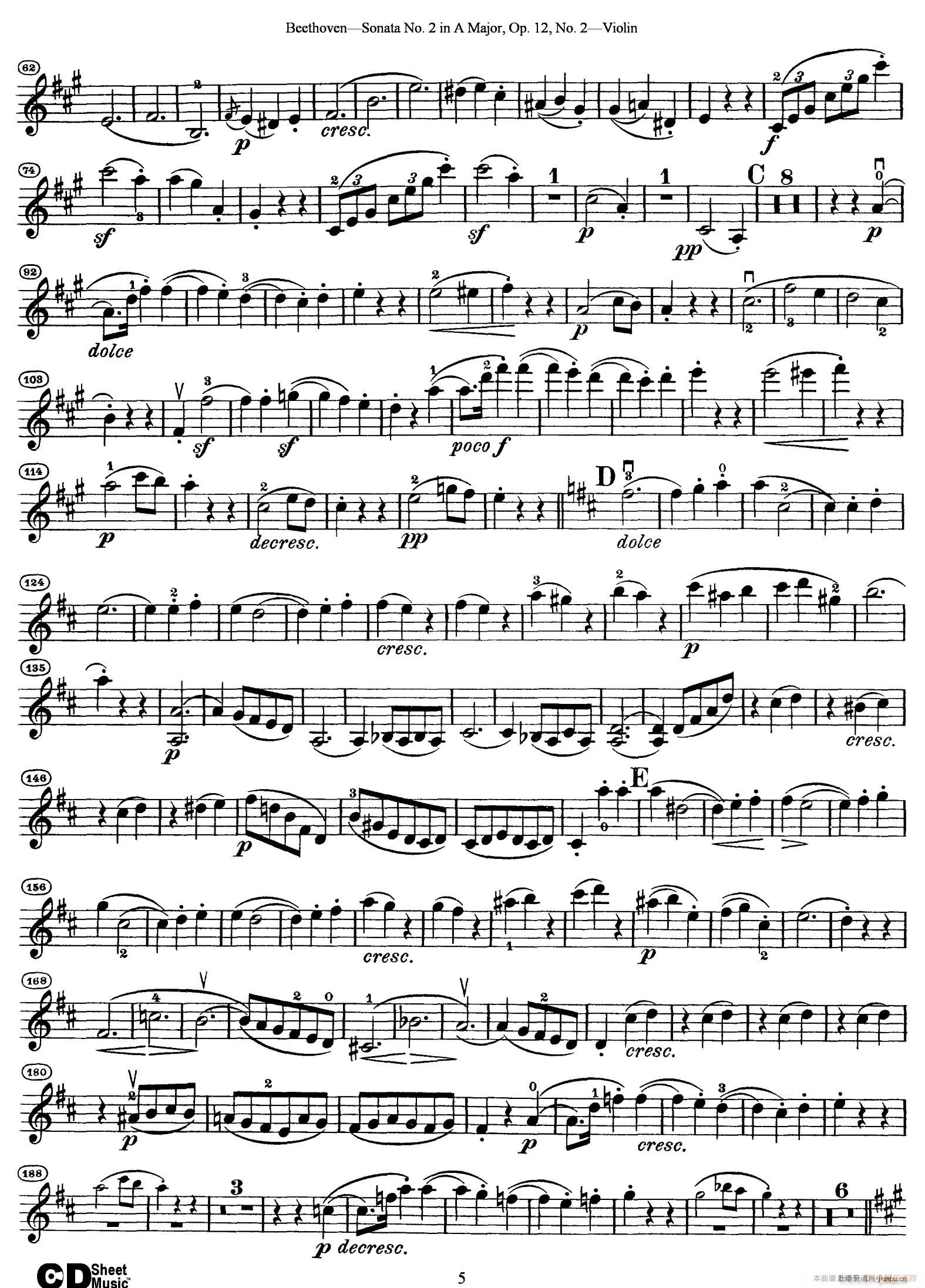 A{ڶСQ Sonata No 2 in A Major Op 12 No 2(СV)5